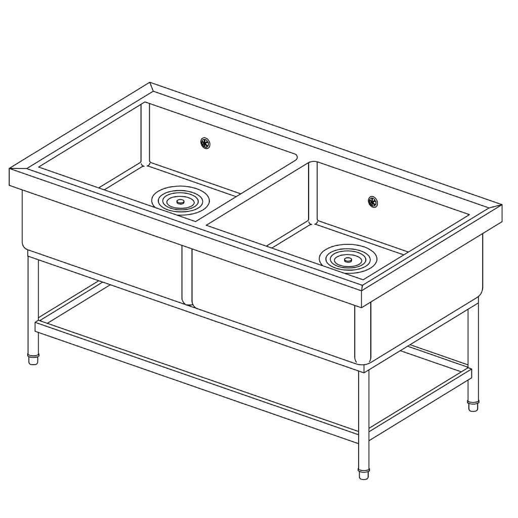 2槽シンク（ドライ仕様）※バックガードなし - （作業・収納機器  