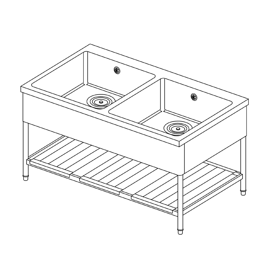 2槽シンク（バックガードなし）