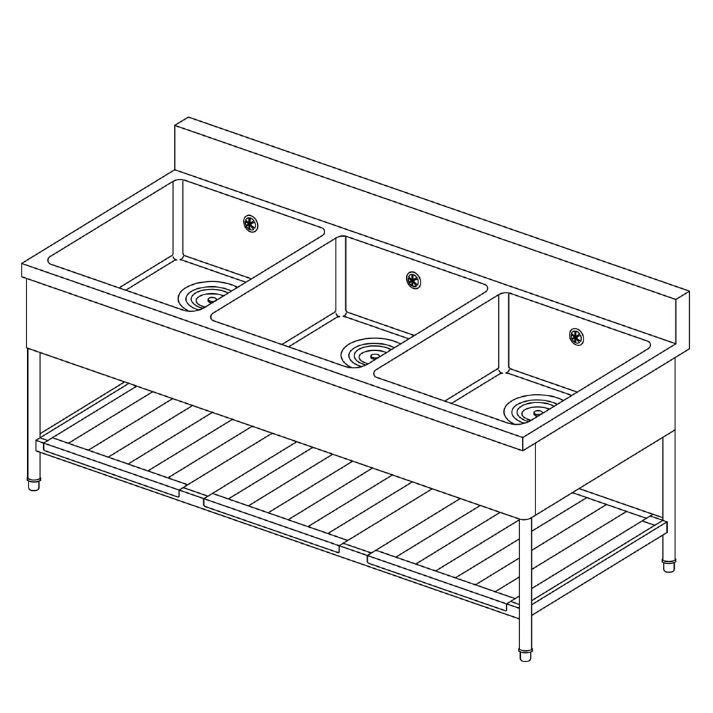 3槽シンク（バックガード付）