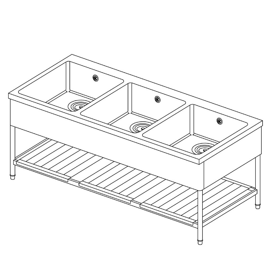 3槽シンク（バックガードなし）